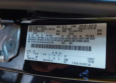 2017 Ford Escape Titanium из США, поврежденный, VIN 1FMCU0JD4HUA37751